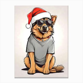 German Sherpherd Dog Christmas Hat Canvas Print