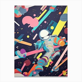 Playful Astronaut Colourful Illustration 4 Canvas Print