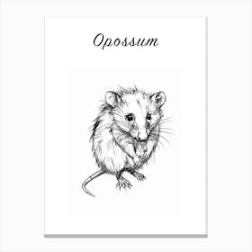 B&W Opossum Poster Canvas Print