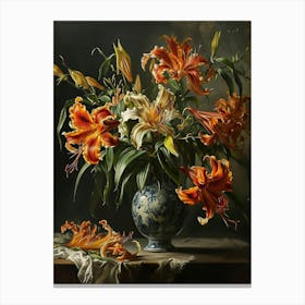 Baroque Floral Still Life Gloriosa Lily 4 Canvas Print