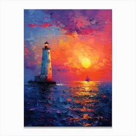 Sunset At The Lighthouse 1 Canvas Print