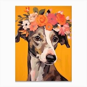 Whippet Portrait With A Flower Crown, Matisse Painting Style 3 Canvas Print