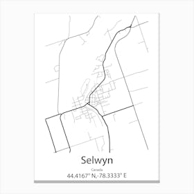 Selwyn,Canada Minimalist Map Canvas Print