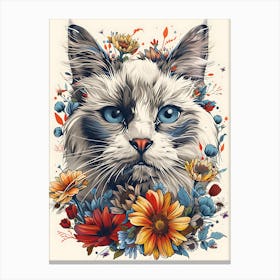 Cat With Flowers 9 Canvas Print