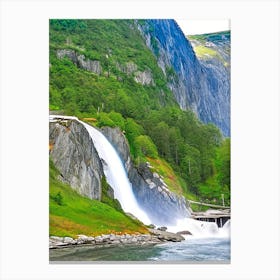 Skjervsfossen, Norway Majestic, Beautiful & Classic (2) Canvas Print