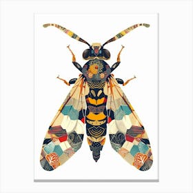 Colourful Insect Illustration Hornet 14 Canvas Print