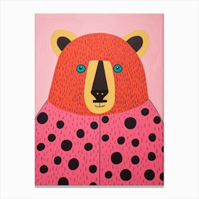 Pink Polka Dot Bear 1 Canvas Print
