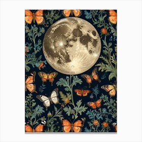 William Morris Moon And Butterflies Canvas Print