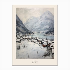 Vintage Winter Painting Poster Banff Canada 2 Canvas Print