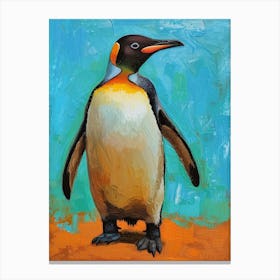 Galapagos Penguin Signy Island Colour Block Painting 3 Canvas Print