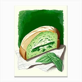 Spinach And Feta Bread Bakery Product Retro Drawing Canvas Print