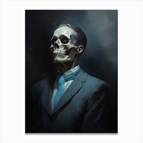 A Painting Of A Man Skeleton Smoking A Cigarette 1 Canvas Print