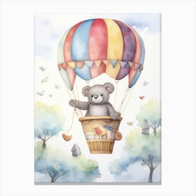 Baby Koala 3 In A Hot Air Balloon Canvas Print