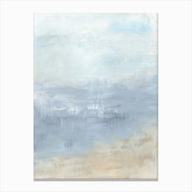 Vision - Abstract Beach Shore Painting Blue Beige Wall Art Canvas Print