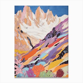 Nanga Parbat Pakistan 1 Colourful Mountain Illustration Canvas Print