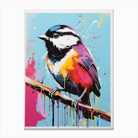 Andy Warhol Style Bird Carolina Chickadee 3 Canvas Print