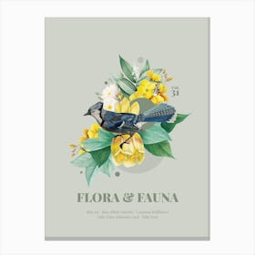 Flora & Fauna with Blue Jay Canvas Print