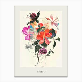 Fuchsia 1 Collage Flower Bouquet Poster Canvas Print