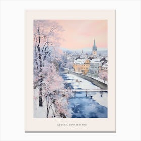Dreamy Winter Painting Poster Geneva Switzerland 2 Canvas Print