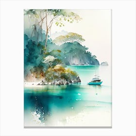 The Mergui Archipelago Thailand Watercolour Pastel Tropical Destination Canvas Print