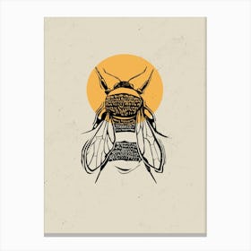 Bee Linocut Style Canvas Print