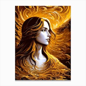 Girl In Flames Canvas Print