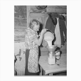Mrs Faro Caudill Straining Milk, Every Farmer Has Milk Cows For His Own Use And Sells Cream To The Creamery At Canvas Print