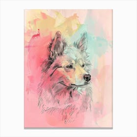 Pastel Spitz Dog Pastel Line Illustration  4 Canvas Print