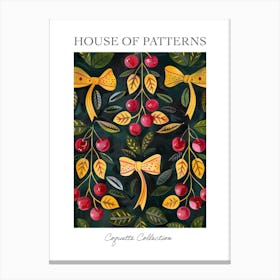 Cherries And Yellow Bows 2 Pattern Poster Canvas Print