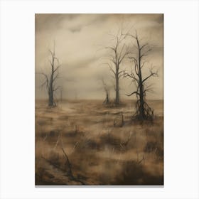 Neutral Autumn Trees Vintage Canvas Print