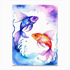 Twin Goldfish Watercolor Painting (77) Canvas Print
