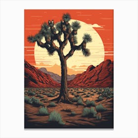  Retro Illustration Of A Joshua Tree At Sunset 4 Canvas Print