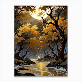 Autumn Forest Landscape Canvas Print