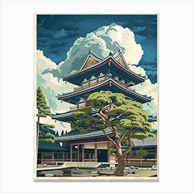 Tokyo Japan Castle Mid Century Modern 1 Canvas Print