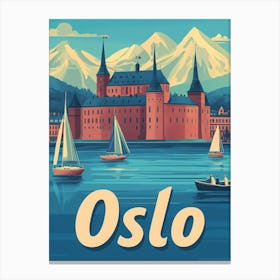 Aihrgdesign A Retro Travel Poster For Oslo 3 Canvas Print