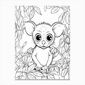 Line Art Jungle Animal Tarsier 1 Canvas Print