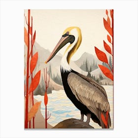 Bird Illustration Brown Pelican 4 Canvas Print