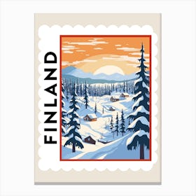 Retro Winter Stamp Poster Lapland Finland 1 Canvas Print