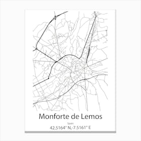 Monforte De Lemos,Spain Minimalist Map Canvas Print