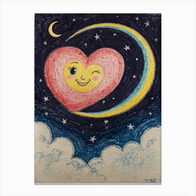 Heart And Moon Canvas Print
