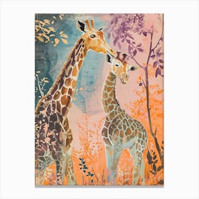 Lilac Giraffe Watercolour Style Illustration 8 Canvas Print