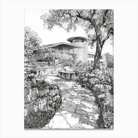 Nature Science Center Austin Texas Black And White Drawing 1 Canvas Print