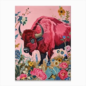 Floral Animal Painting Buffalo 1 Canvas Print