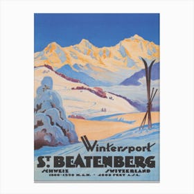 Winterport St Beatenberg Switzerland Vintage Poster Canvas Print