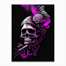 Skull With Cosmic Themes 2 Pink Stream Punk Canvas Print