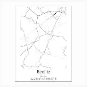 Beelitz,Germany Minimalist Map Canvas Print