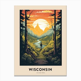 Ice Age Trail Usa Vintage Hiking Travel Poster Canvas Print