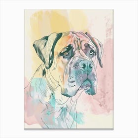 Mastiff Dog Pastel Line Painting 2 Canvas Print