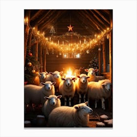 Sheep In A Barn Canvas Print