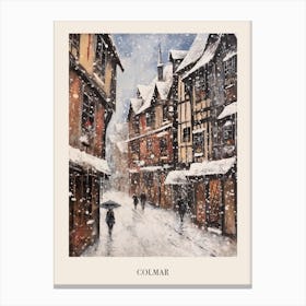 Vintage Winter Painting Poster Colmar France 2 Canvas Print